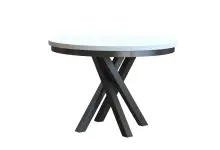NILS N1 stół okrągły rozkładany Ø 100-140 na metalowych nogach z blatem laminat biały